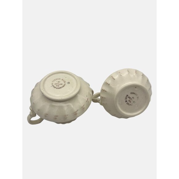 Vintage Metlox Poppytrail Vernon Ware Fruit Basket Sugar Bowl & Creamer USA - Picture 5 of 8